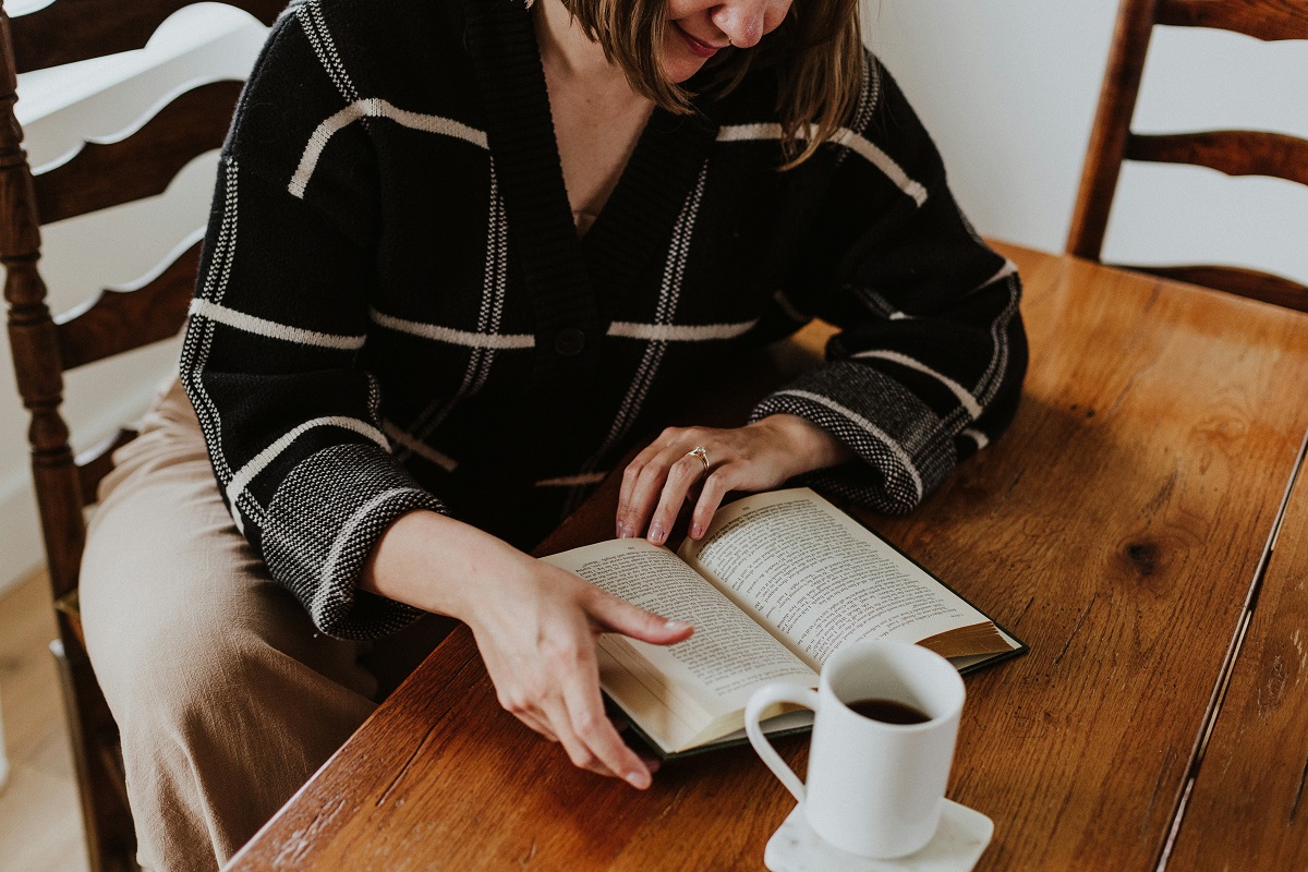 woman reading a book